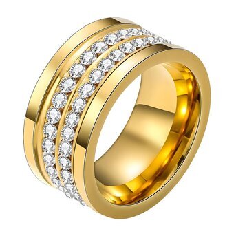 Anel 2 aros zirconia gold 88240