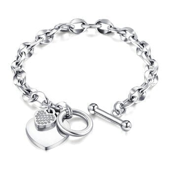 Bracelete corrente com coraçoes stainless steel 88243