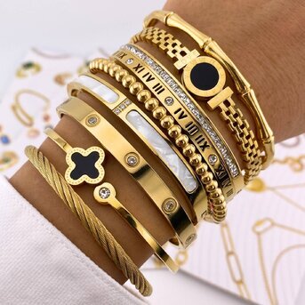 Roman numeral bracelet with zirconia gold 87735