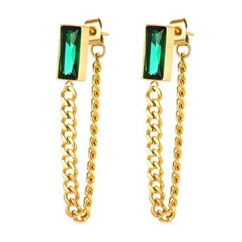 Brinco zirconia verde gold 87958