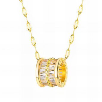 Double hoop pendant necklace with zirconia gold 87356