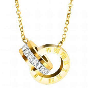 Gold zirconia hoop pendant necklace 87703