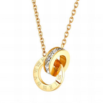 Gold zirconia hoop pendant necklace 87703