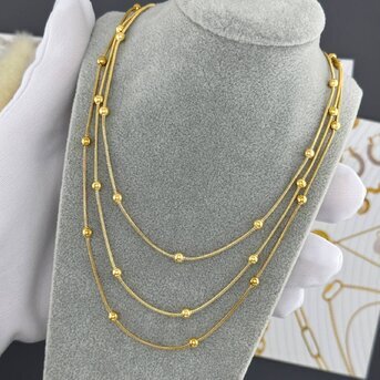 Triple choker with gold balls 87942