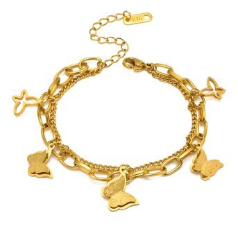 Bracelete pingentes borboletas gold 87295