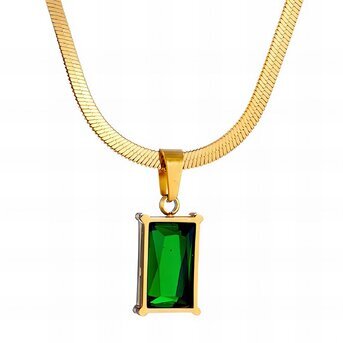 Gargantilha pingente zirconia verde gold 88349