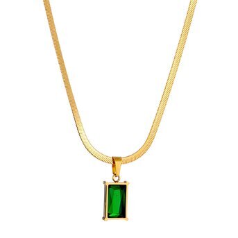 Gargantilha pingente zirconia verde gold 88349